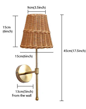 Cane Wall Lamp for Bathroom | Rattan Wall Sconce - Yancy