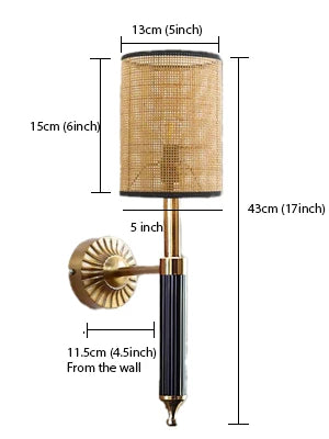 Wicker Wall Sconce for Bathroom | Rattan Wall Lamp- Grahammeby