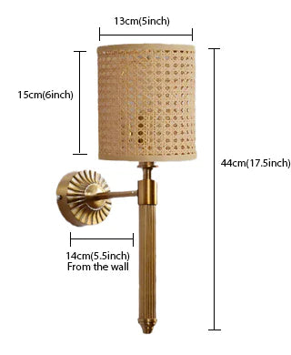 Cane Wall Lamp for Living Room | Rattan Wall Sconce - Corwin