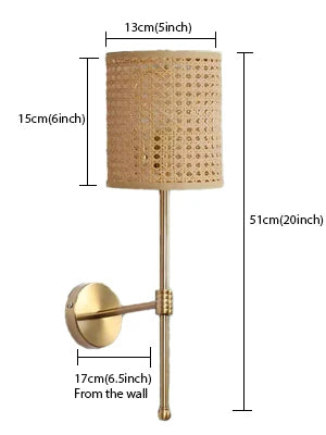 Wicker Wall Light for Bedroom | Cane Wall Sconce - Brannonhall