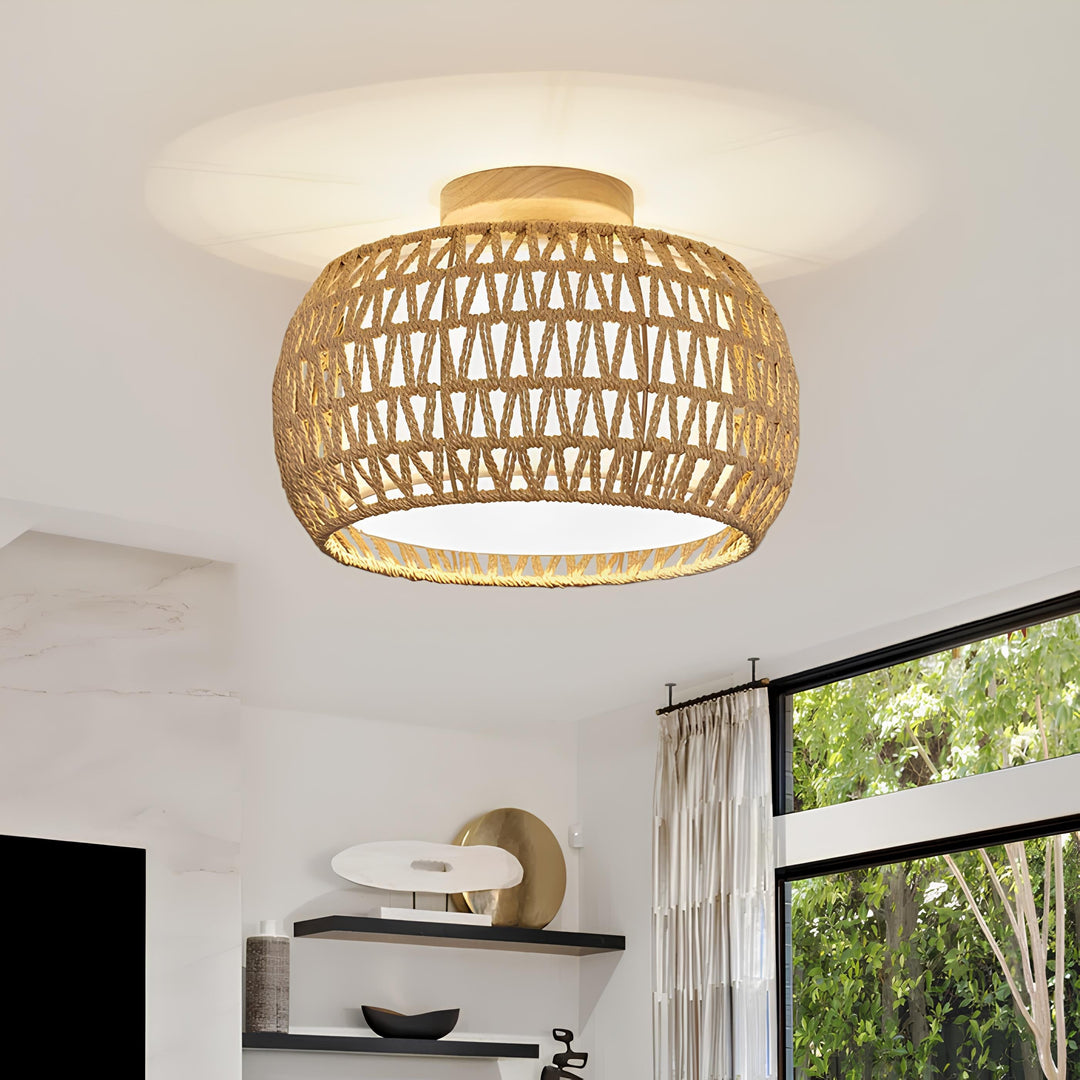 Jute Ceiling Flush Mount Lamp - Terado