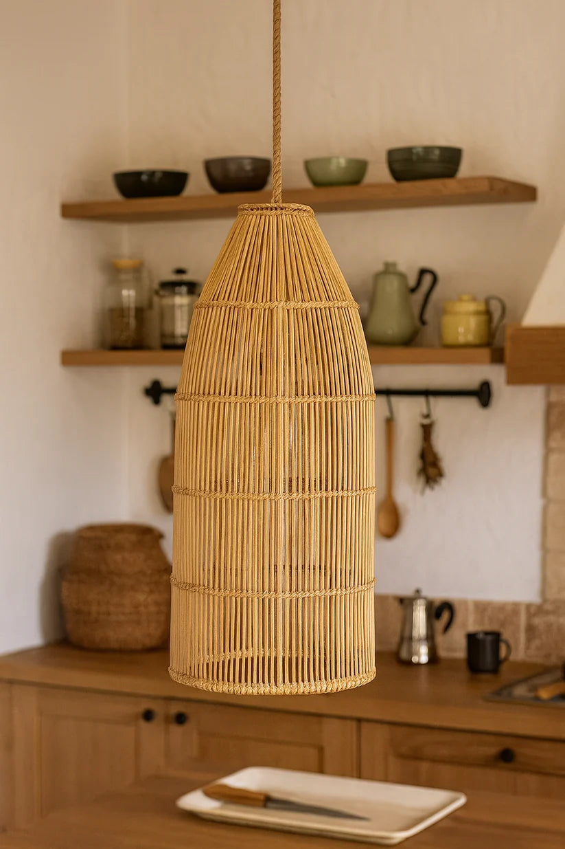 Bamboo Hanging Light for Hallway | Rattan Pendant Lamp - Brice