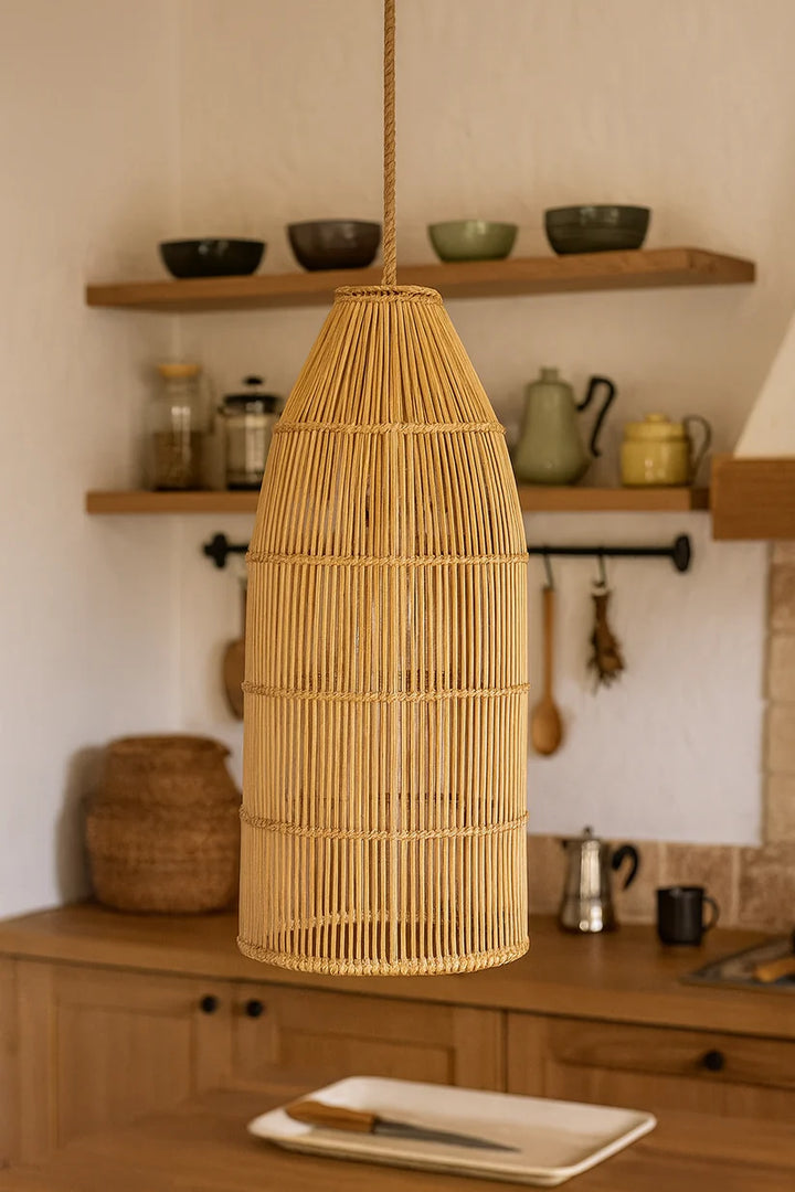 Bamboo Hanging Light for Hallway | Rattan Pendant Lamp - Brice