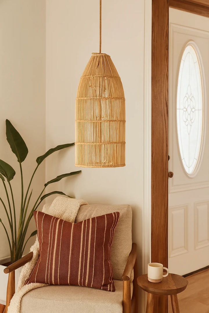 Bamboo Hanging Light for Hallway | Rattan Pendant Lamp - Brice