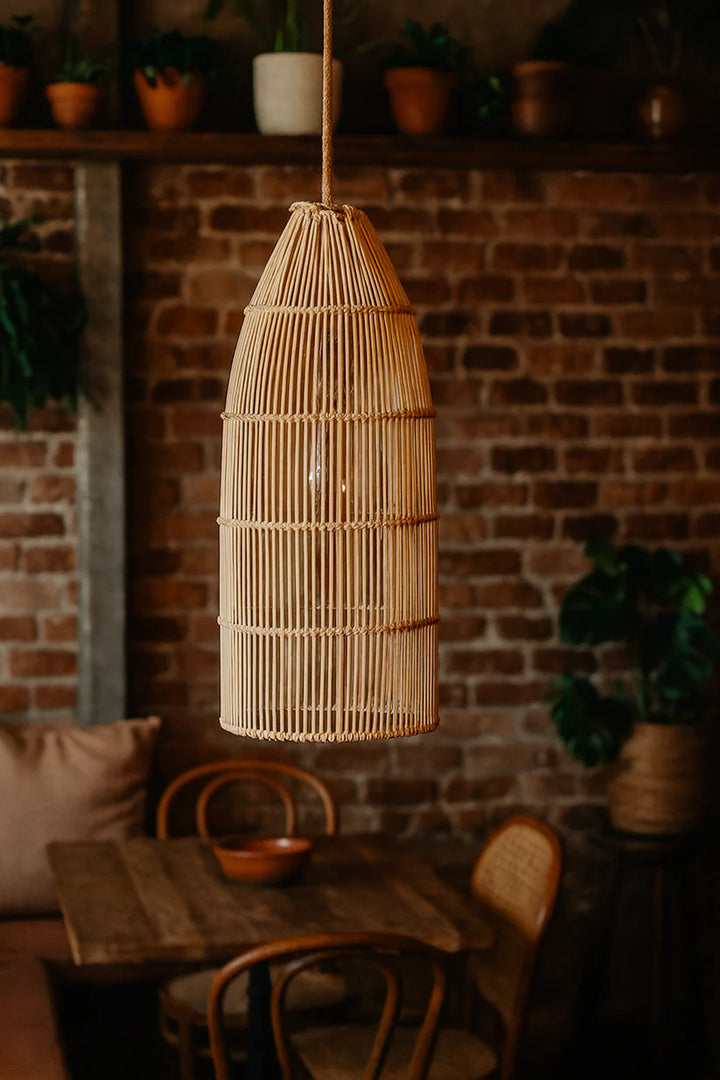 Bamboo Hanging Light for Hallway | Rattan Pendant Lamp - Brice