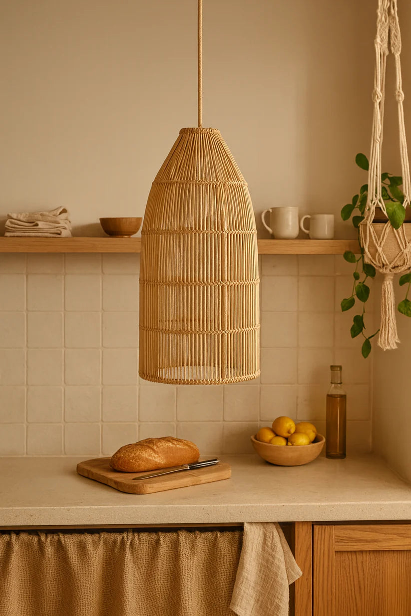Bamboo Hanging Light for Hallway | Rattan Pendant Lamp - Brice