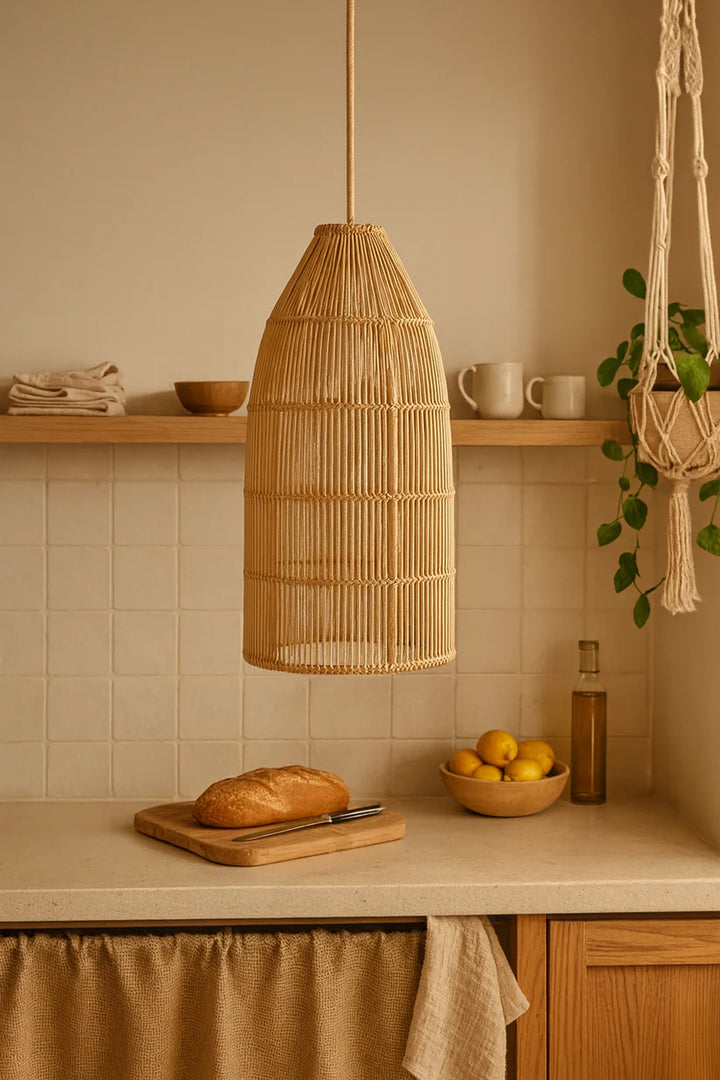 Bamboo Hanging Light for Hallway | Rattan Pendant Lamp - Brice