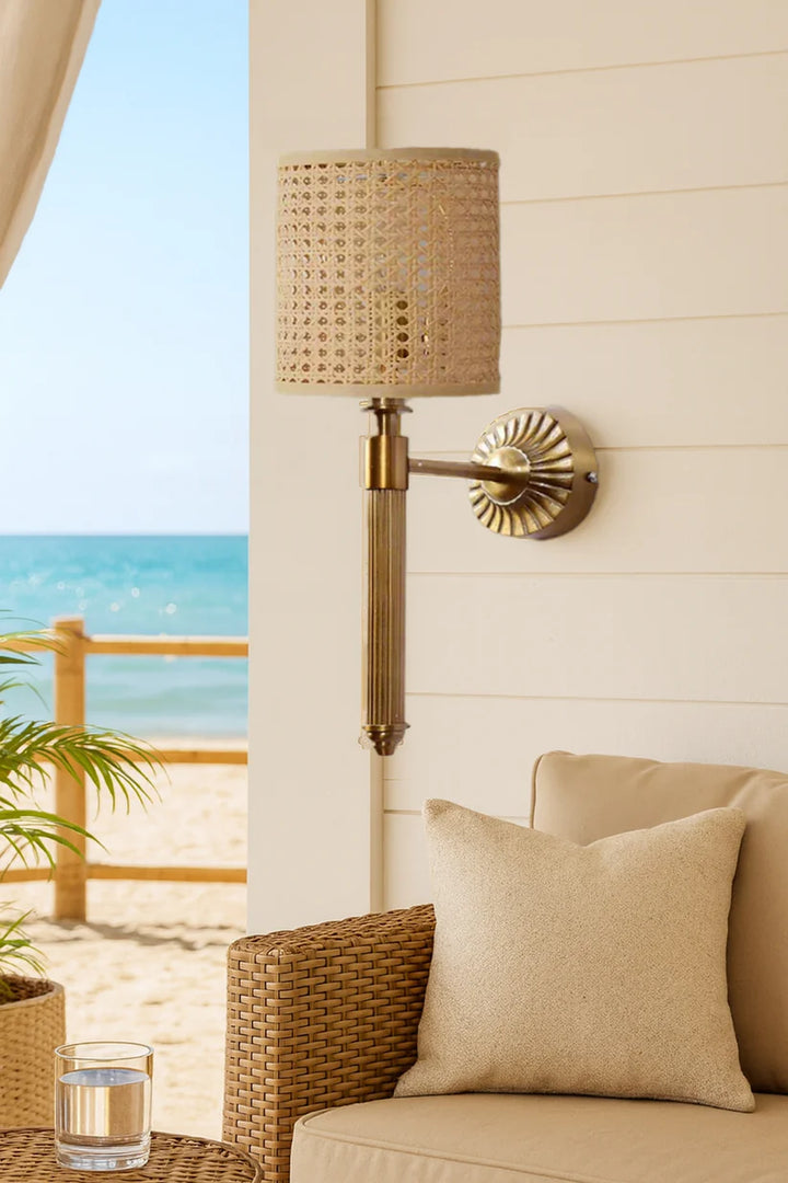 Cane Wall Lamp for Living Room | Rattan Wall Sconce - Corwin