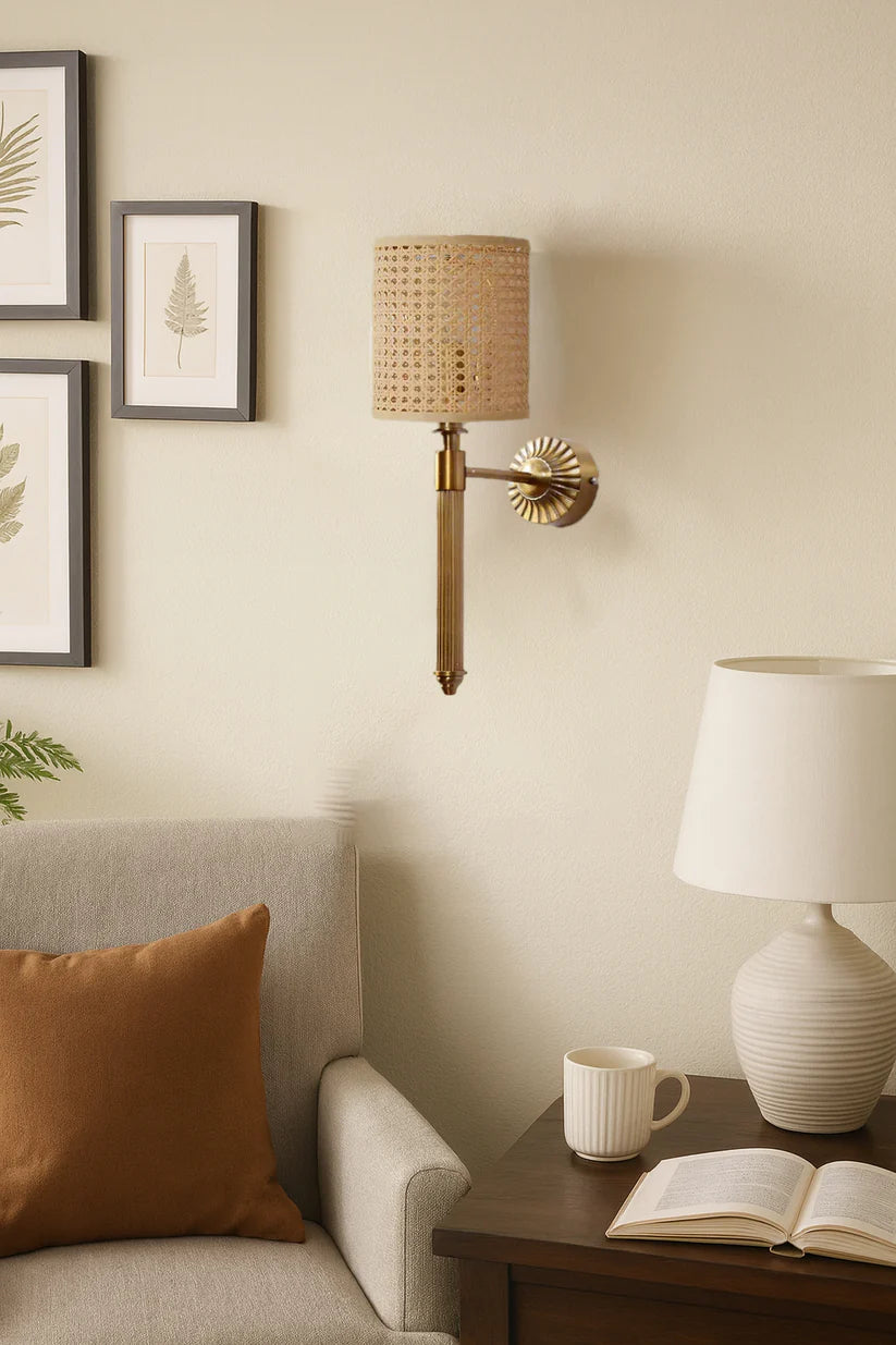 Cane Wall Lamp for Living Room | Rattan Wall Sconce - Corwin