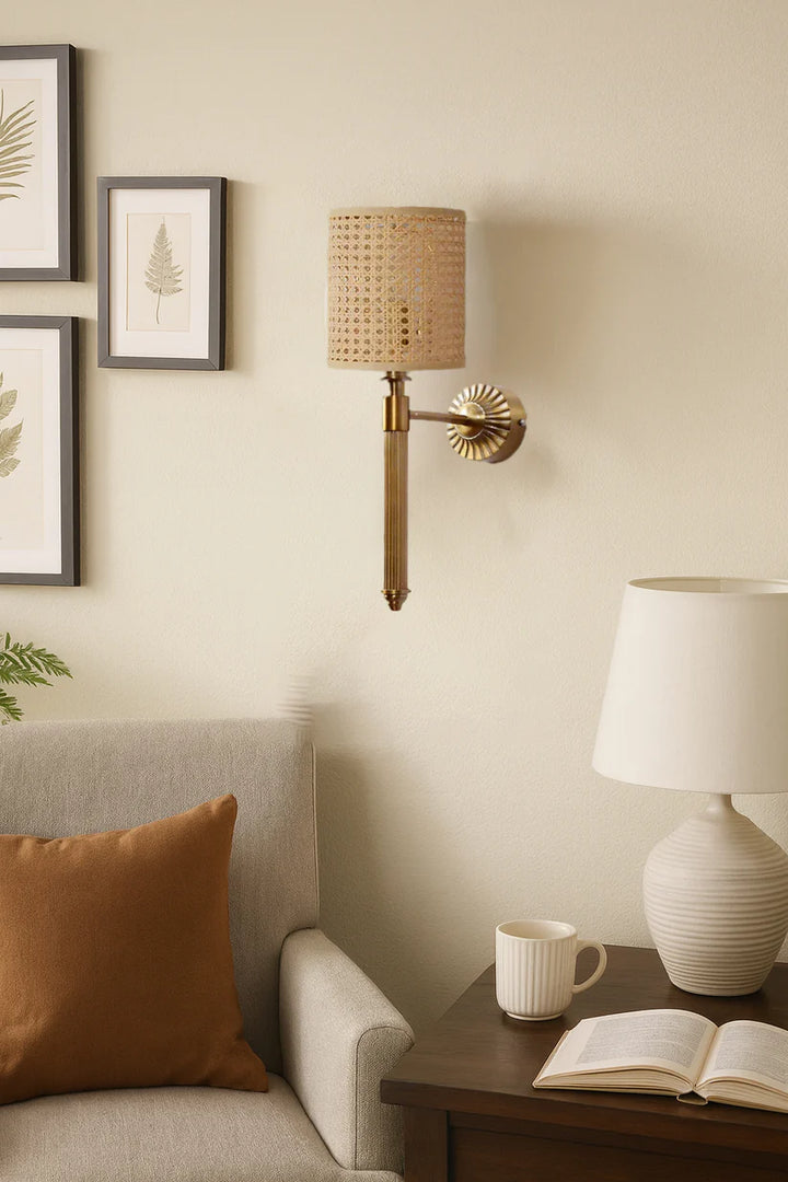 Cane Wall Lamp for Living Room | Rattan Wall Sconce - Corwin