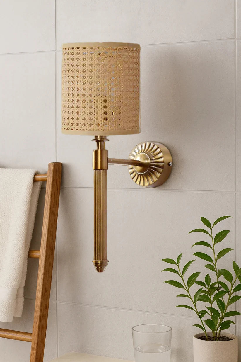 Cane Wall Lamp for Living Room | Rattan Wall Sconce - Corwin