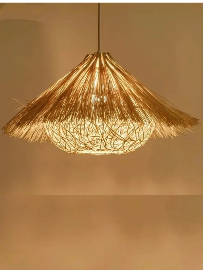 Bamboo Hanging Light for Dining Room | Rattan Pendant Lamp - Umber