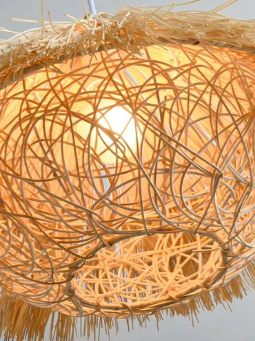 Bamboo Hanging Light for Dining Room | Rattan Pendant Lamp - Umber