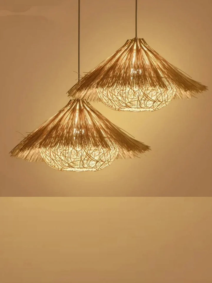 Bamboo Hanging Light for Dining Room | Rattan Pendant Lamp - Umber