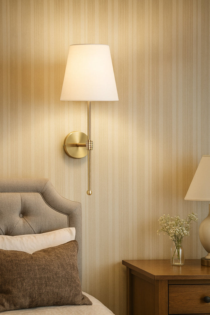 Art Deco Wall Light for Bedroom | Fabric Wall Lamp - Evin