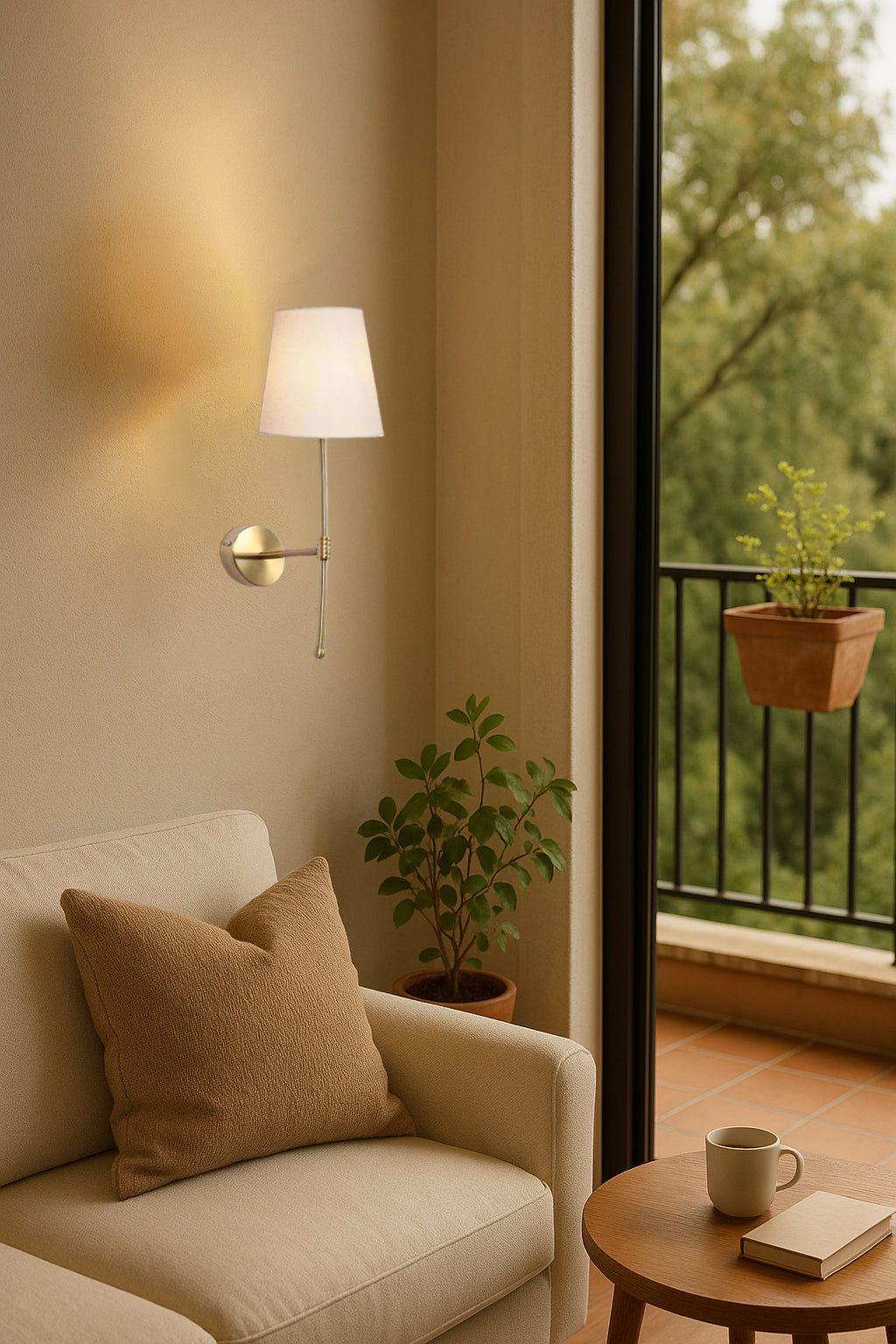 Art Deco Wall Light for Bedroom | Fabric Wall Lamp - Evin