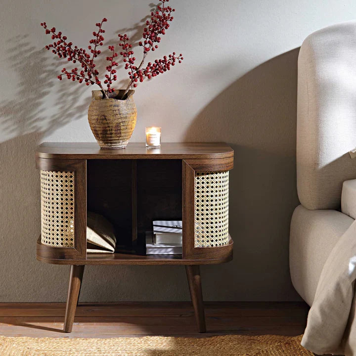 Mango Wood Bedside Table for Bedroom | Handcrafted Bedside Table - Firella