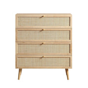 Wood & Cane Chest of Drawers for Bedroom - Rissaa