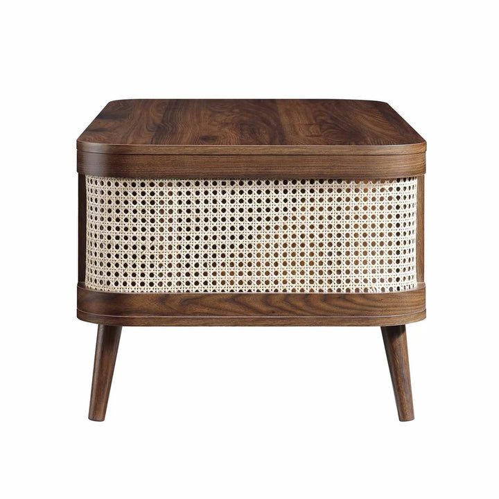 Wood & Cane Coffee Table for Living Room - Fizzaa