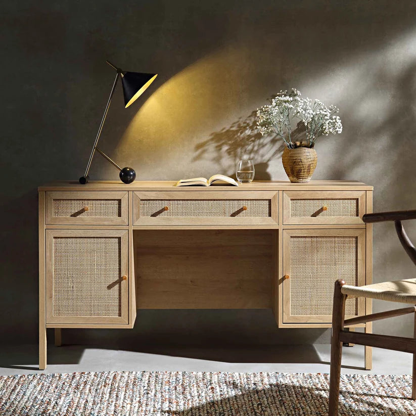 Mango Wood Study Table with Drawers - Nyle