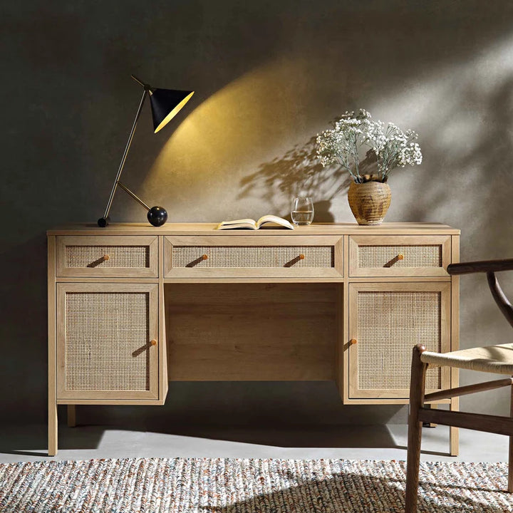 Mango Wood Study Table with Drawers - Nyle