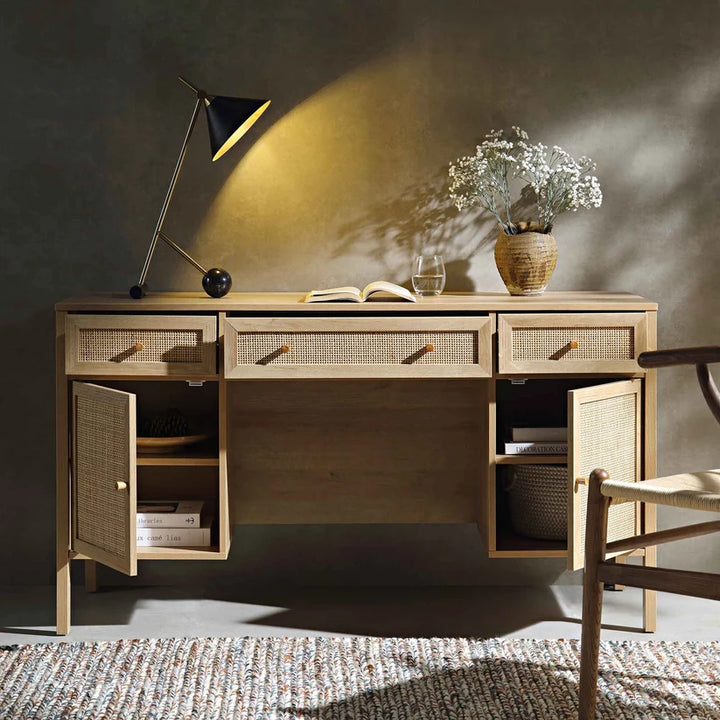 Mango Wood Study Table with Drawers - Nyle