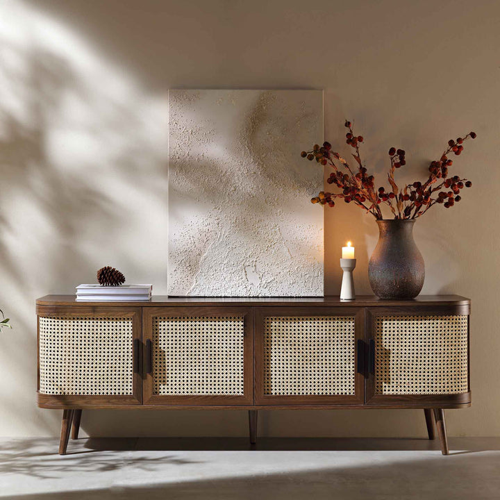 Rattan Wooden Console Table TV Unit - Elayaa
