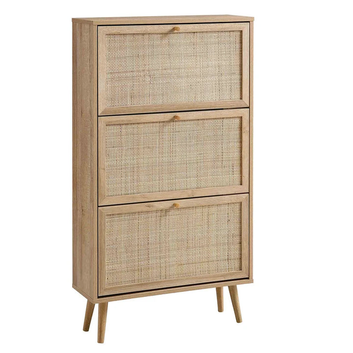 Mango Wood Shoe Cabinet for Entryway | Handcrafted Shoe Cabinet - Feroza