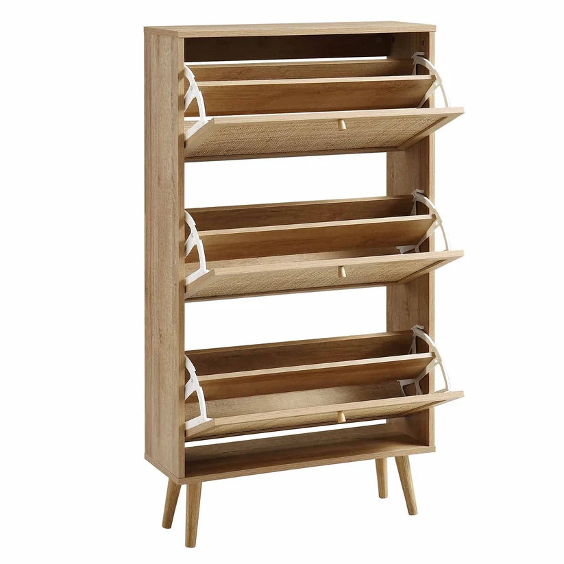 Mango Wood Shoe Cabinet for Entryway | Handcrafted Shoe Cabinet - Feroza