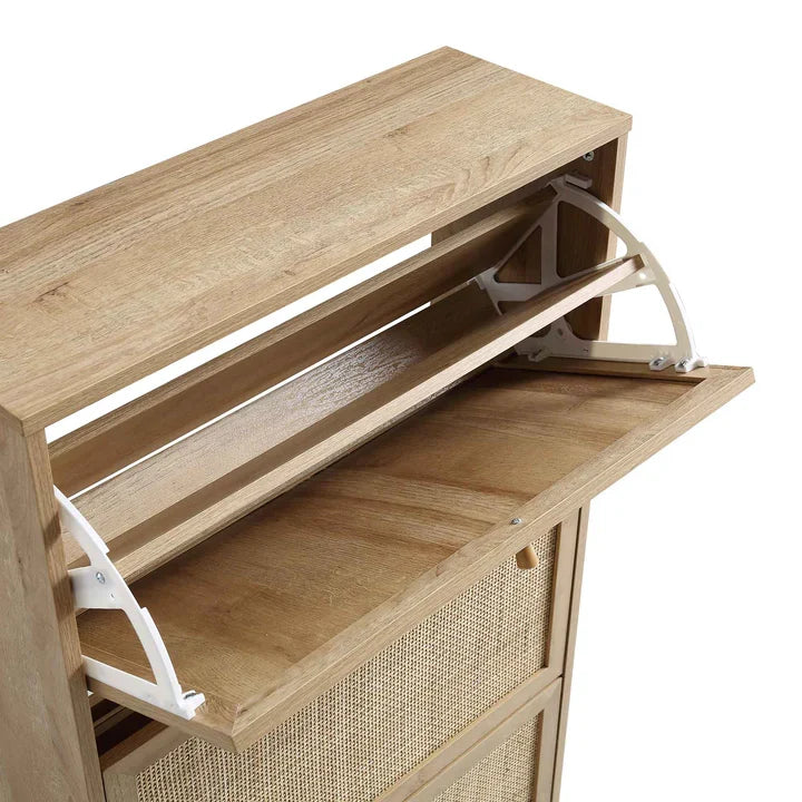 Mango Wood Shoe Cabinet for Entryway | Handcrafted Shoe Cabinet - Feroza