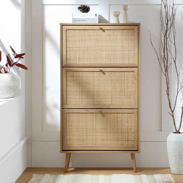 Mango Wood Shoe Cabinet for Entryway | Handcrafted Shoe Cabinet - Feroza