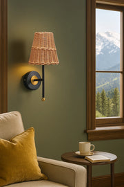 Cane Wall Sconce for Dining Room | Rattan Wall Light - Jareth