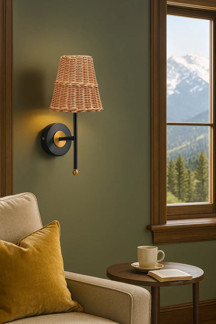 Cane Wall Sconce for Dining Room | Rattan Wall Light - Jareth