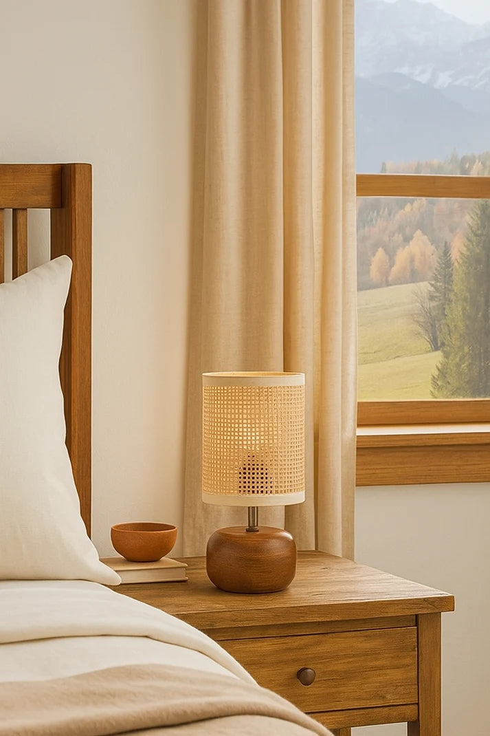 Rattan Table Lamp for Living Room | Handmade Table Lamp - Guinevere