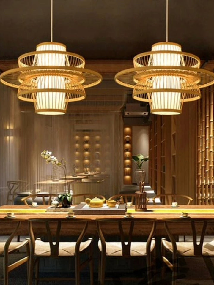 Bamboo Hanging Light for Entryway | Rattan Ceiling Lamp - Ashby