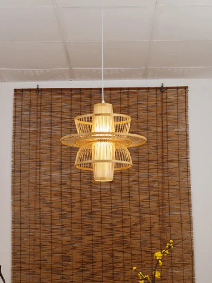Bamboo Hanging Light for Entryway | Rattan Ceiling Lamp - Ashby