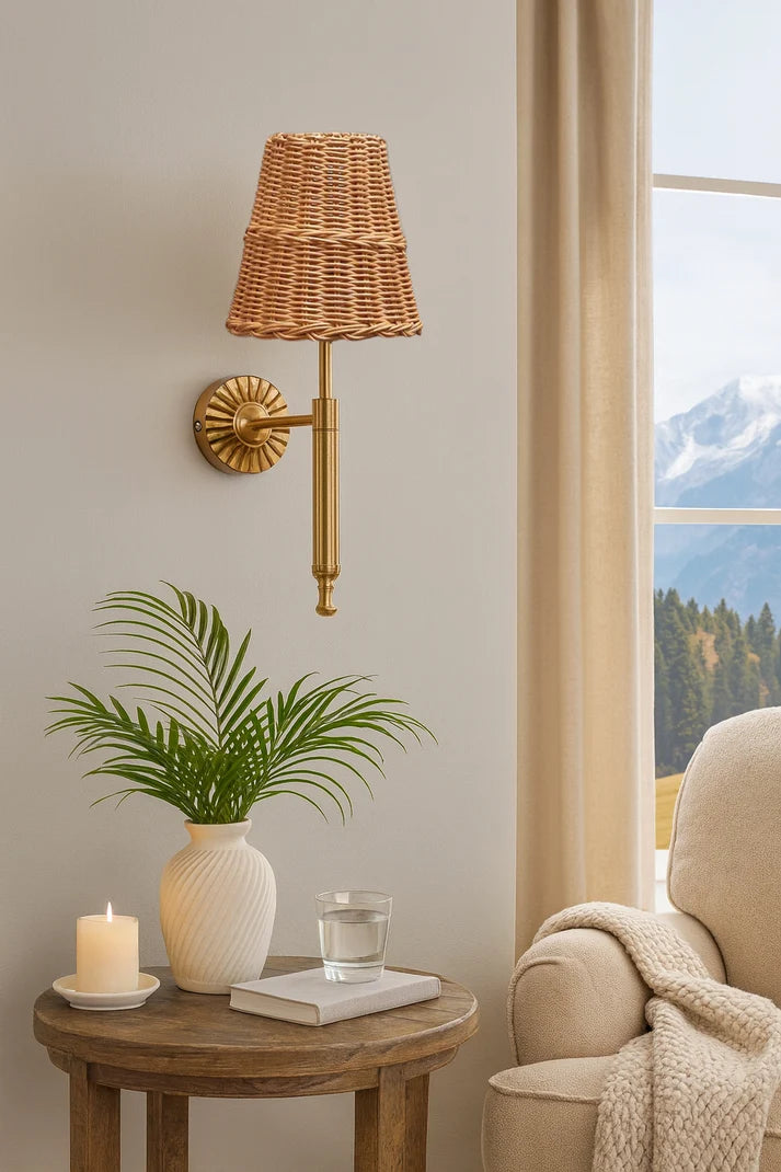 Rattan Wall Sconce for Kitchen | Wicker Wall Light - Steenholt