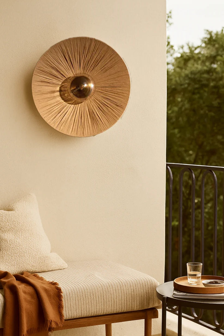 Raffia Wall Lamp for Living Room | Metal Wall Light - Orlan