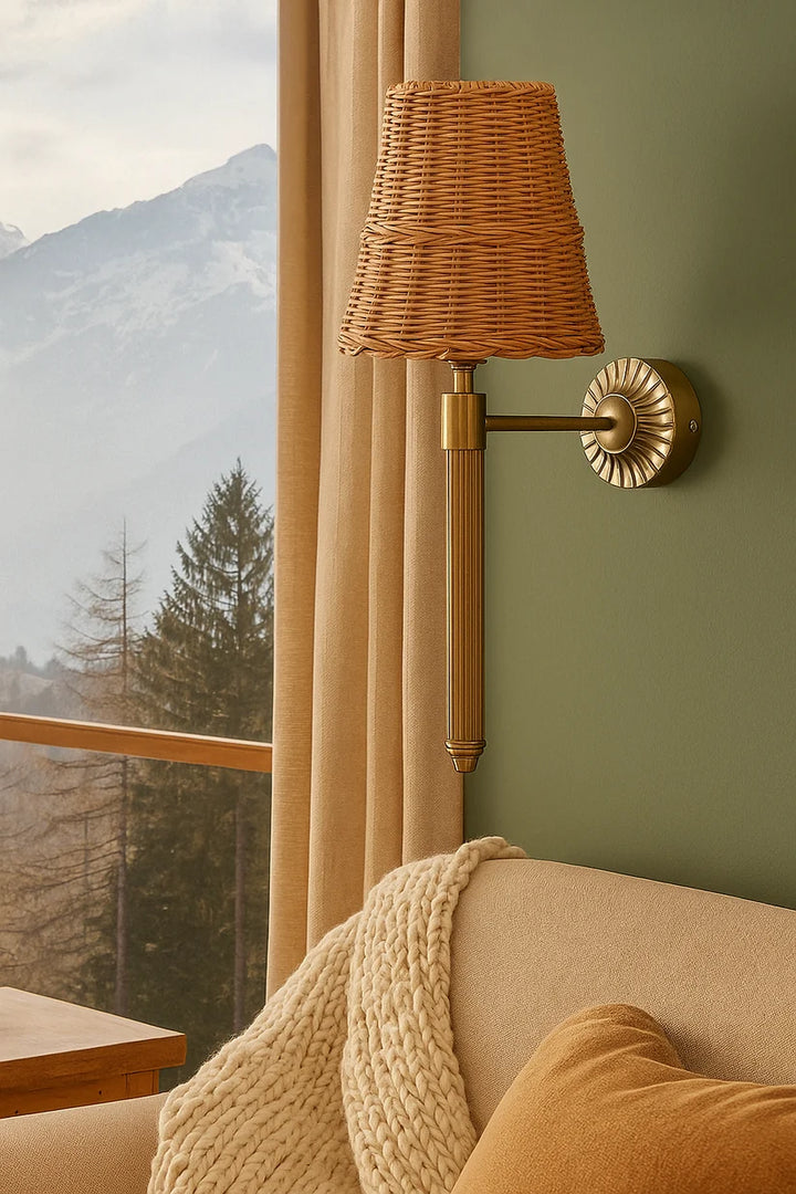 Wicker Wall Light for Study Room | Cane Wall Lamp- Everardoby