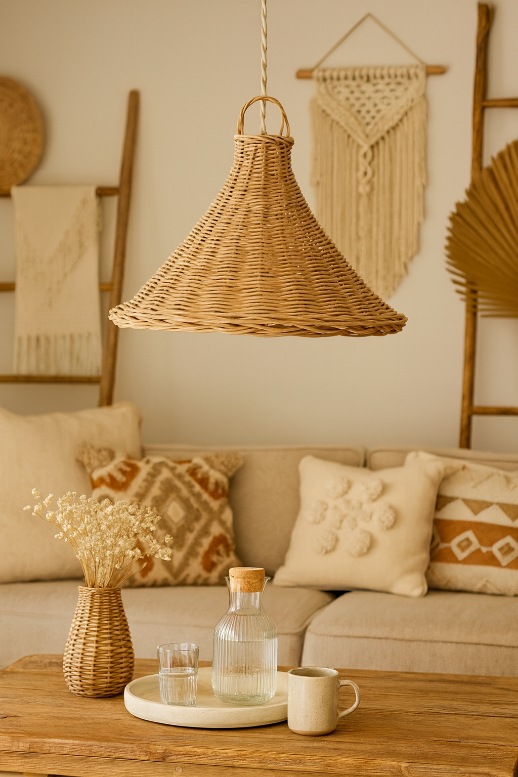 Bamboo Pendant Light for Living Room - Hanita by Luxury Rattan Handicrafts 