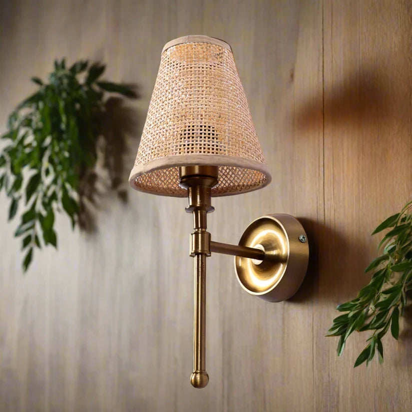 Bamboo Wall Lamp for Hallway | Cane Wall Sconce - Tiana