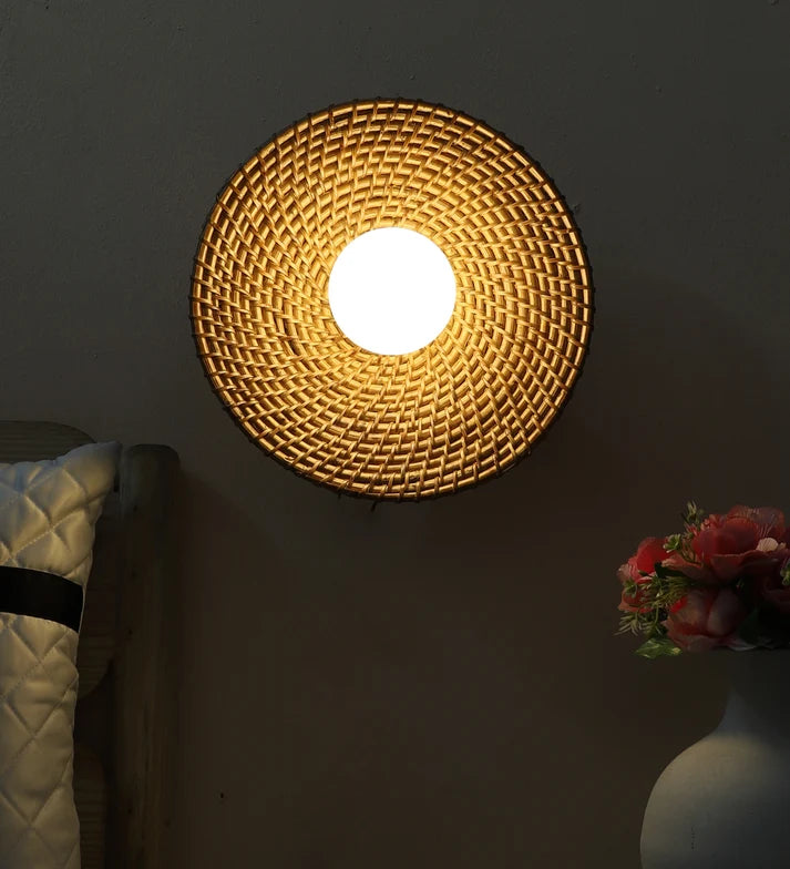 Rattan Wall Lamp for Bathroom | Cane Wall Light - Lucanby