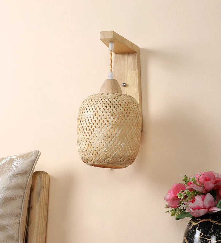 Wicker Wall Sconce for Hallway | Rattan Wall Light - Hendrixfordby