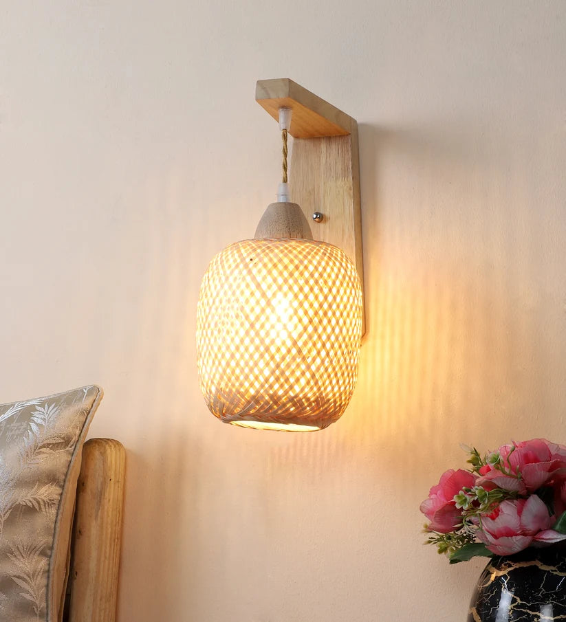Wicker Wall Sconce for Hallway | Rattan Wall Light - Hendrixfordby