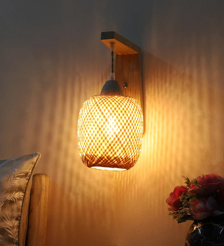 Wicker Wall Sconce for Hallway | Rattan Wall Light - Hendrixfordby