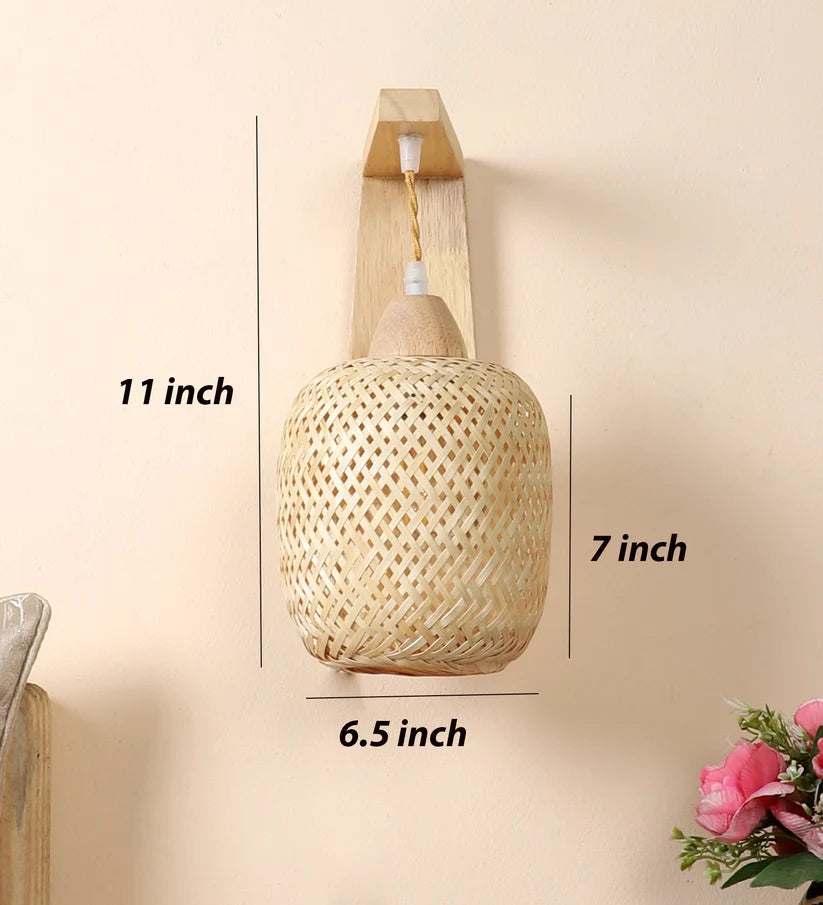 Wicker Wall Sconce for Hallway | Rattan Wall Light - Hendrixfordby