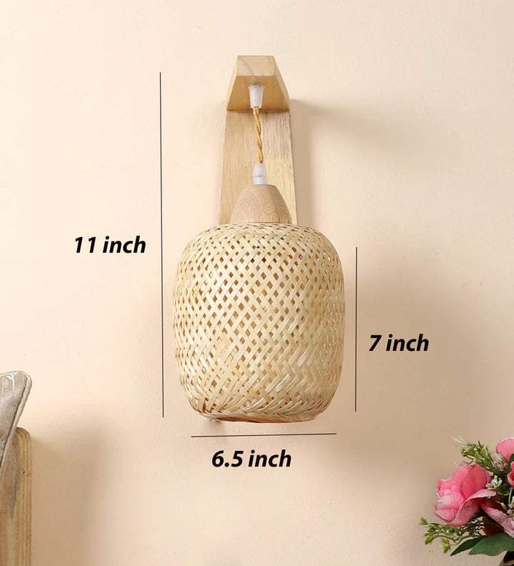 Wicker Wall Sconce for Hallway | Rattan Wall Light - Hendrixfordby