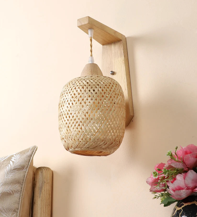 Wicker Wall Sconce for Hallway | Rattan Wall Light - Hendrixfordby