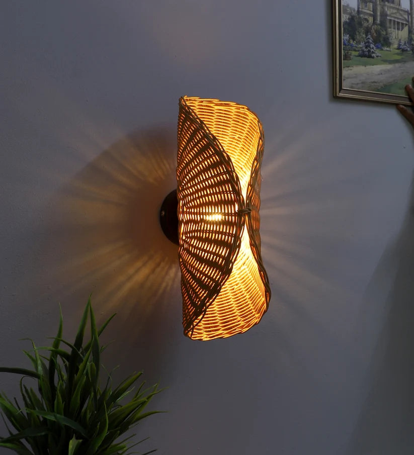 Wicker Wall Sconce for Kitchen | Rattan Wall Lamp- Ivesonby
