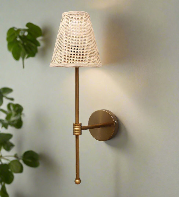Cane Wall Sconce for Study Room | Rattan Wall Light - Kensley